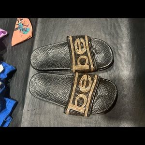 Black & Gold bling BEBE slides